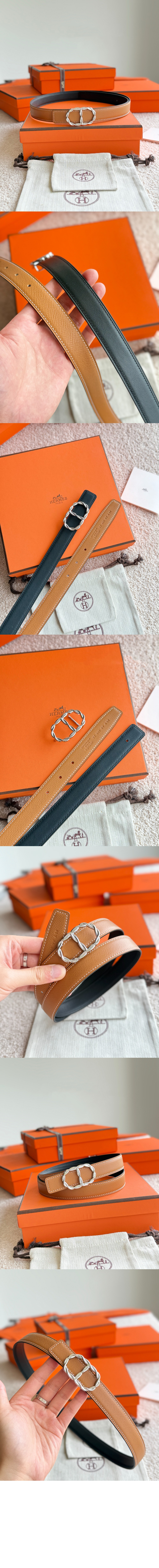 Maillon Torsade 벨트 버클 리버서블 가죽 스트랩 > 에르메스