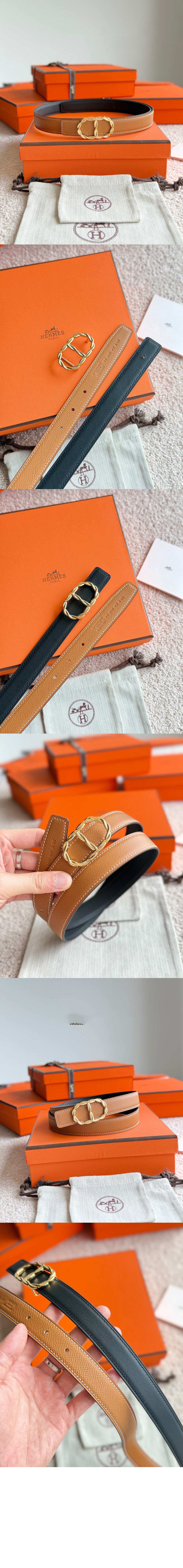 Maillon Torsade 벨트 버클 리버서블 가죽 스트랩 > 에르메스