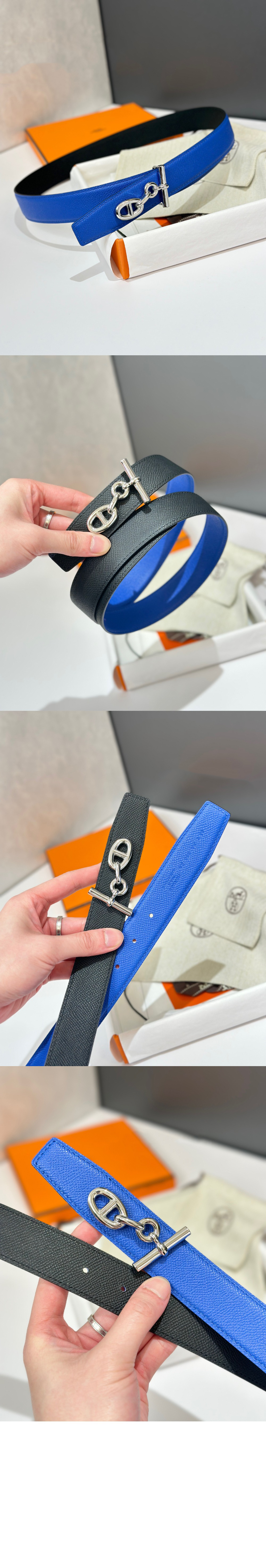 Yachting 벨트 버클 리버서블 가죽 스트랩 > 에르메스