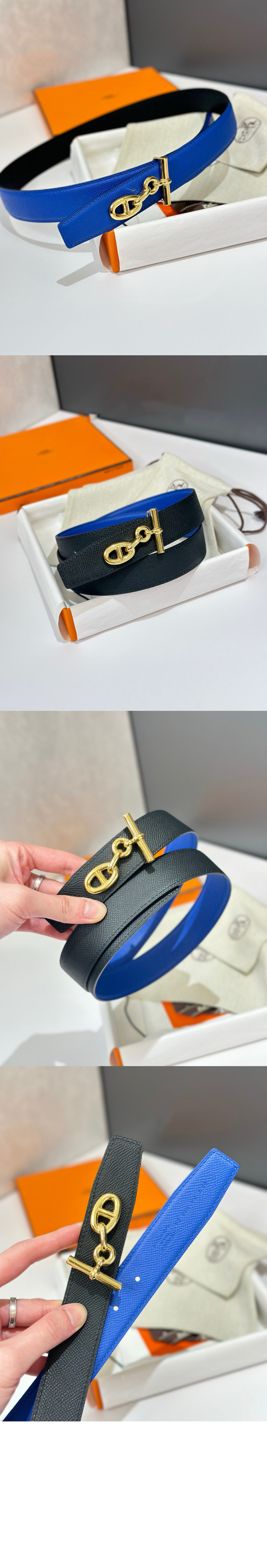 Yachting 벨트 버클 리버서블 가죽 스트랩 > 에르메스