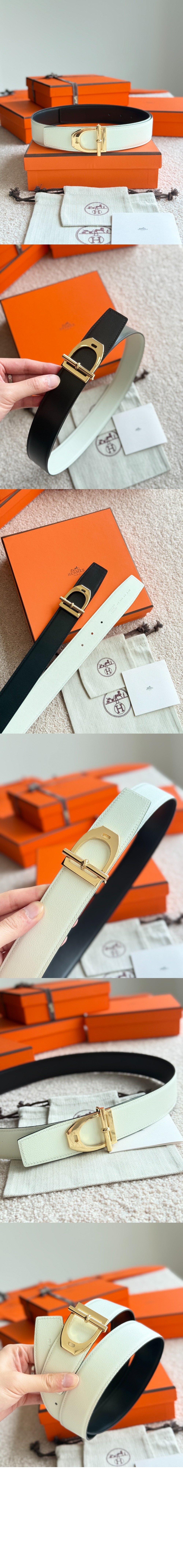 Neo Etrier 벨트 버클 리버서블 가죽 스트랩 > 에르메스