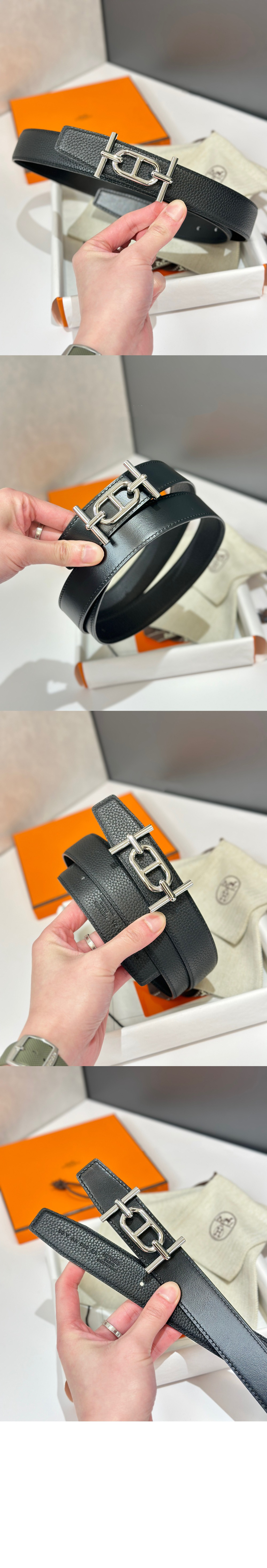 Ancre 벨트 버클 리버서블 가죽 스트랩 > 에르메스