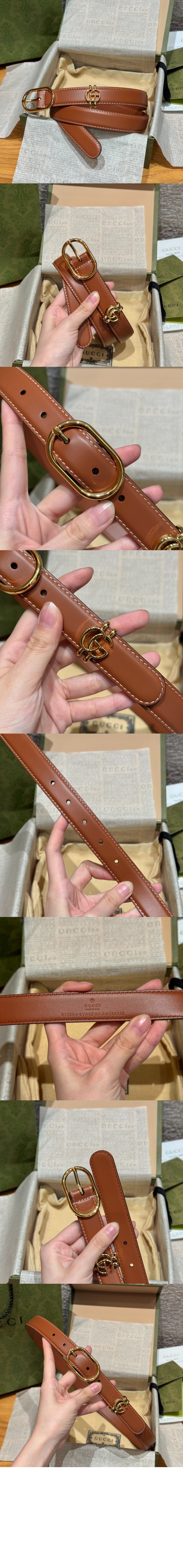 타원형 버클 벨트 ‎813004 > 구찌