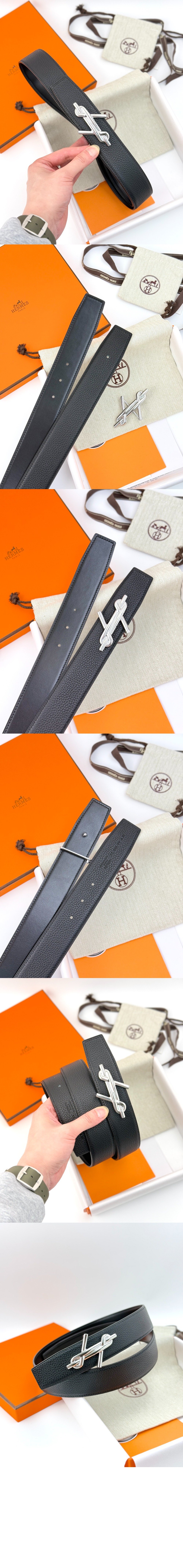 H Noue 벨트 버클 리버서블 가죽 스트랩 > 에르메스