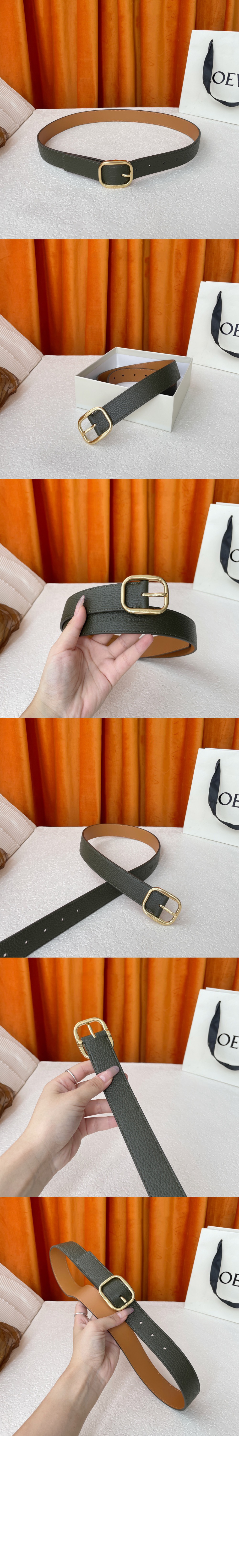 송아지 가죽 원형 벨트 > 로에베