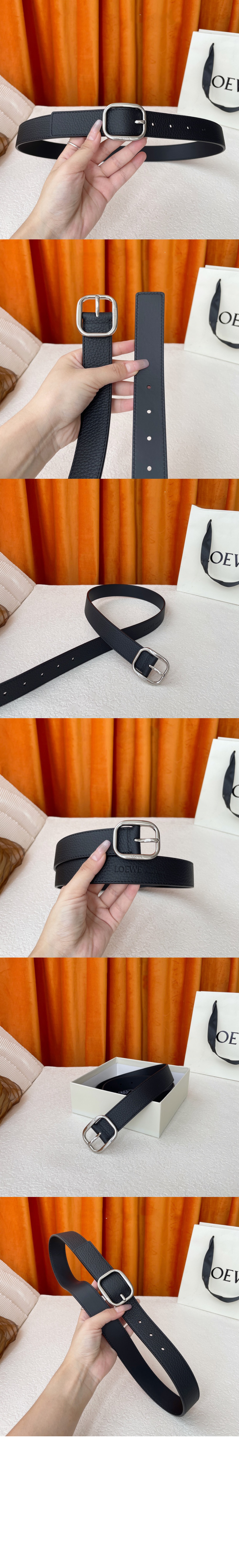 송아지 가죽 원형 벨트 > 로에베