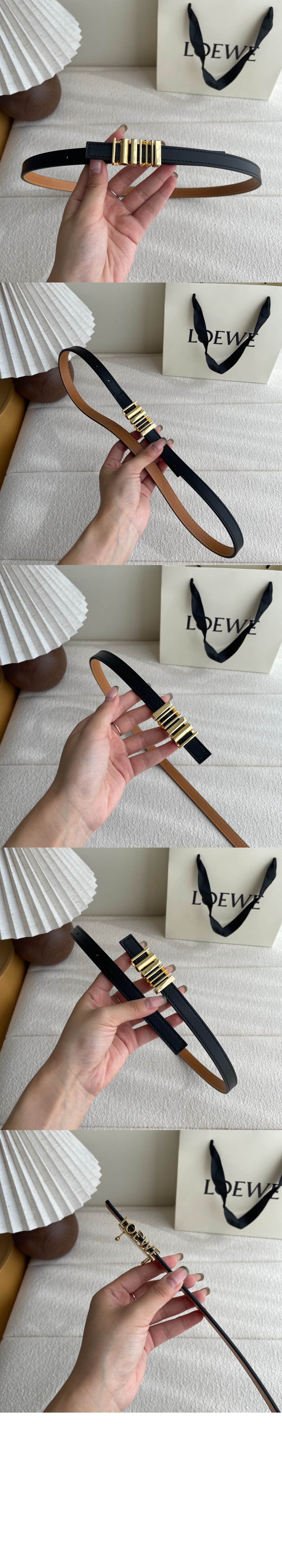 클래식 송아지 가죽의 둥근 소프트 벨트 > 로에베