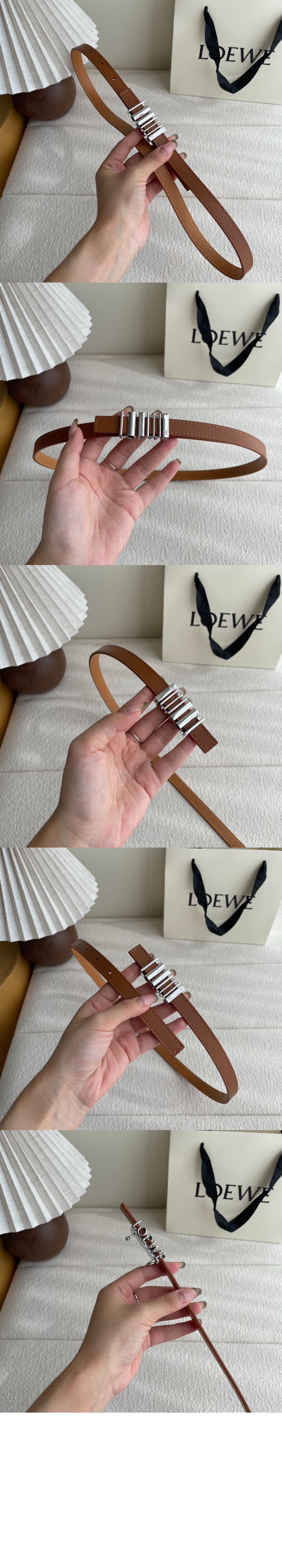 클래식 송아지 가죽의 둥근 소프트 벨트 > 로에베