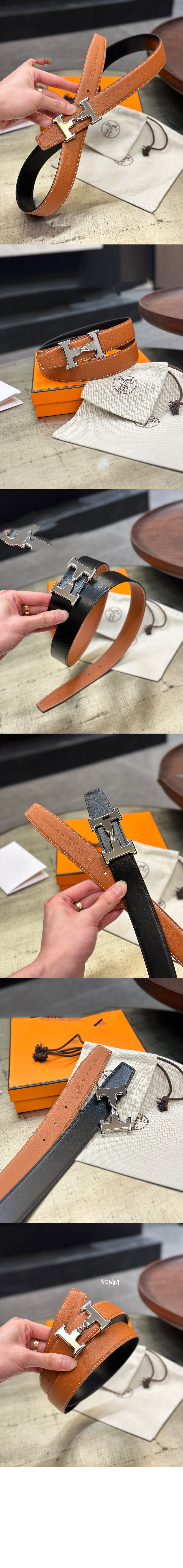 에이치트위스트 버클 양면 가죽 벨트 > 에르메스