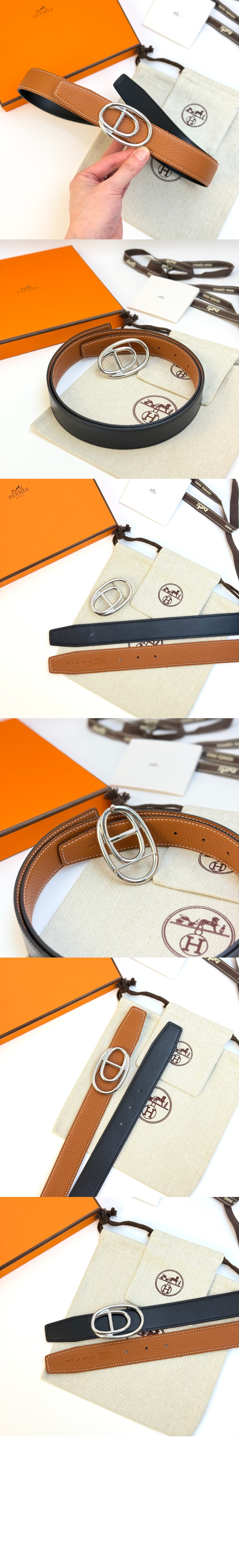 Odyssee 벨트 버클 리버서블 가죽 스트랩 > 에르메스