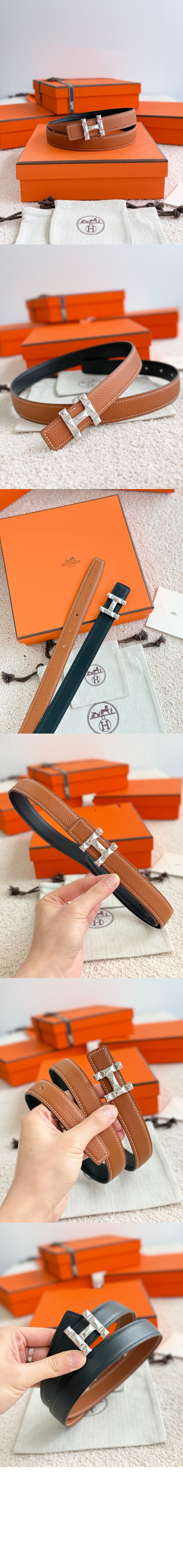 H Infini 벨트 버클  리버서블 가죽 스트랩 > 에르메스