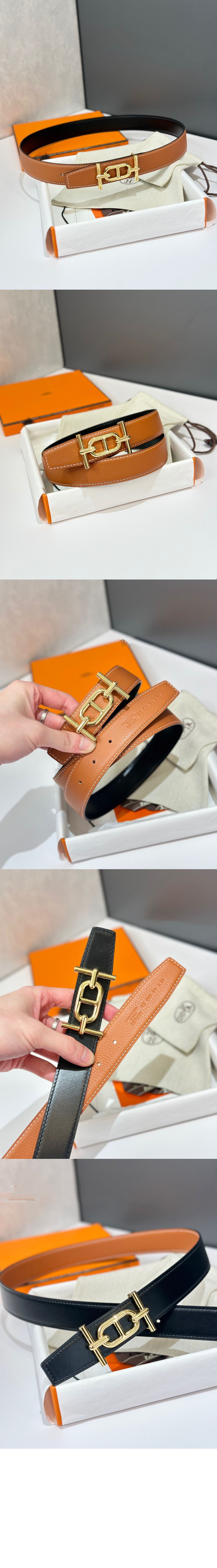 Ancre 벨트 버클 리버서블 가죽 스트랩 > 에르메스