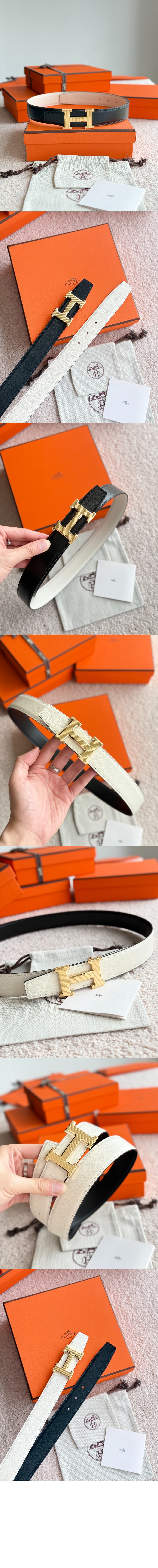 H Striee 벨트 버클 리버서블 가죽 스트랩 > 에르메스