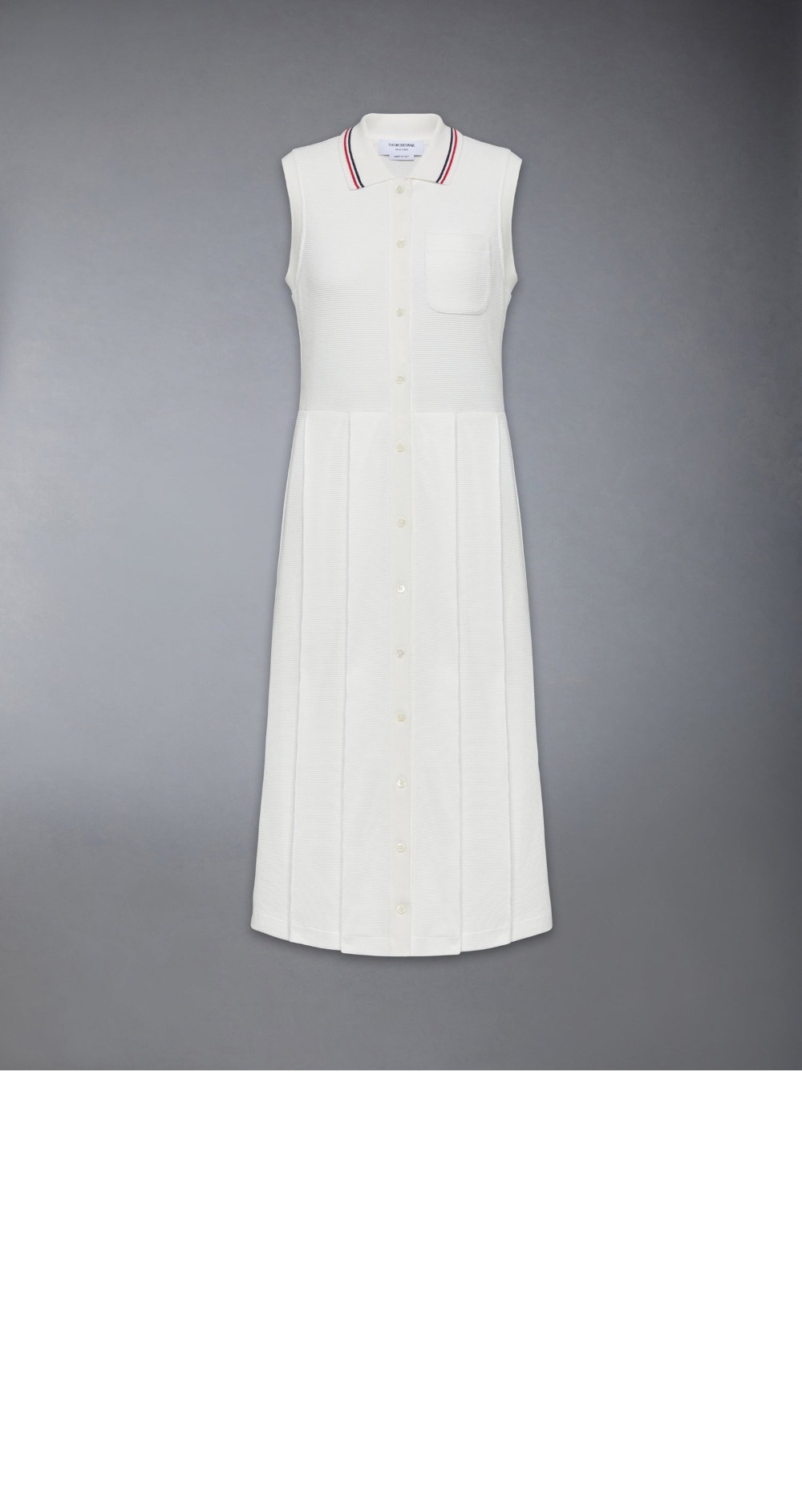 코튼 와플 플리츠 폴로 드레스 > 톰브라운