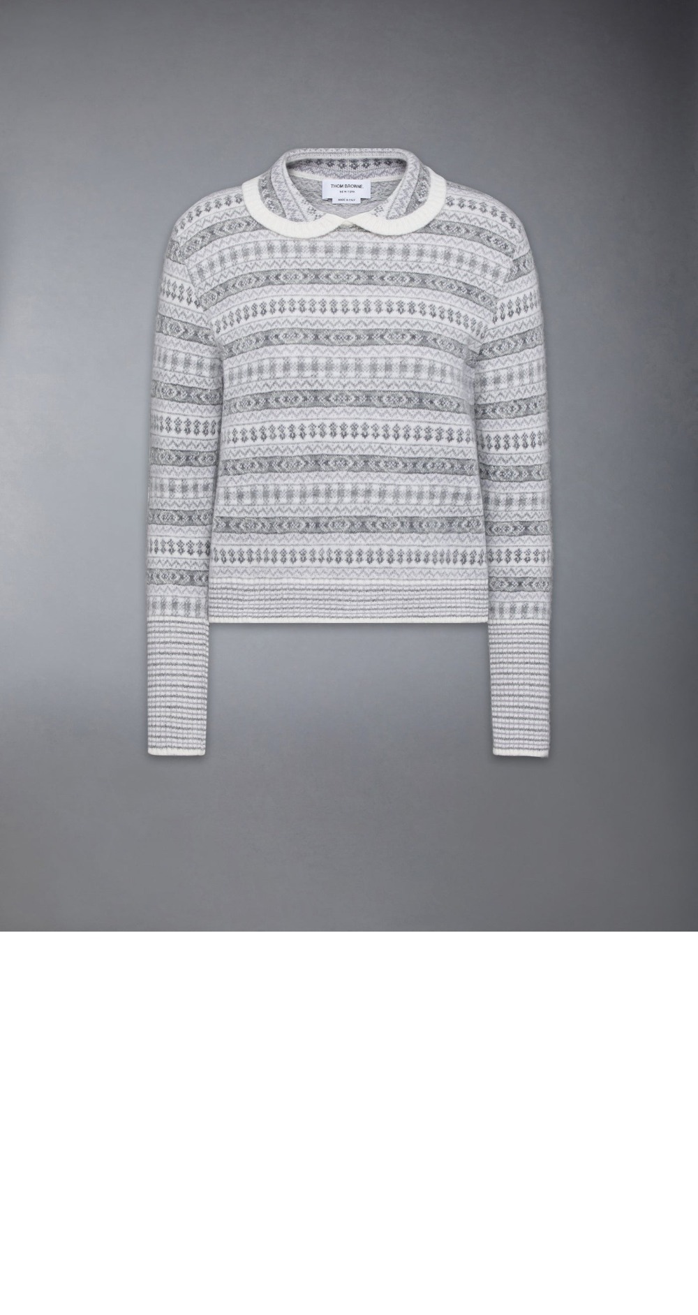 울 플란넬 모헤어 자카드 피터팬 칼라 풀오버 > 톰브라운