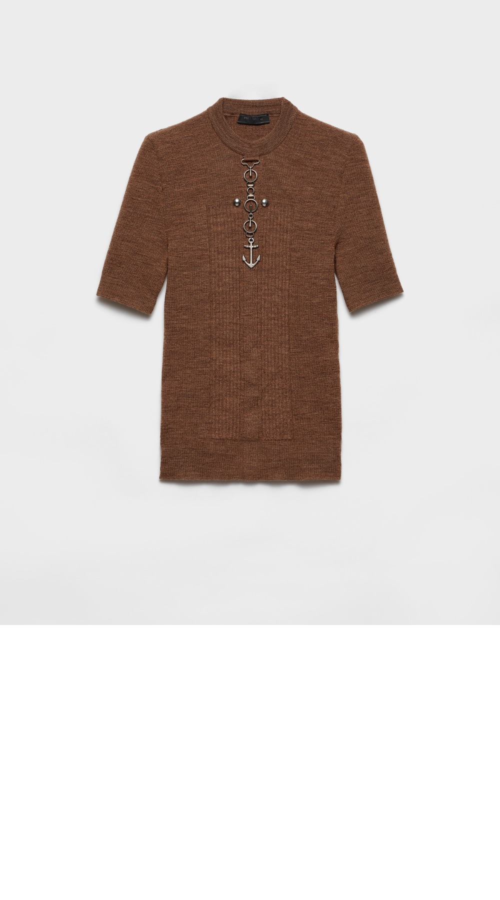 스터드가 있는 울 크루넥 스웨터 > 프라다