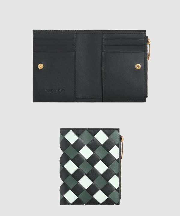 미디엄 인트레치아토 폴더형 지퍼 지갑 742330