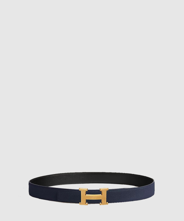 H Guillochee 벨트 버클 리버서블 가죽 스트