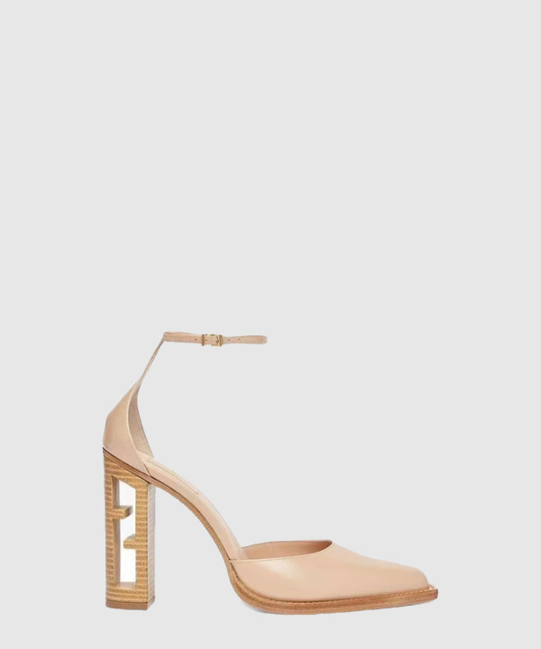 CutCut 핑크 가죽 힐 8I8347