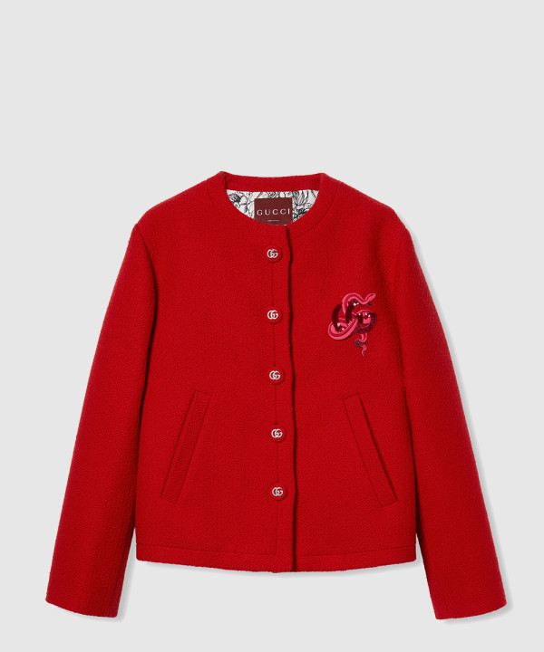 자수 울 부클레 재킷