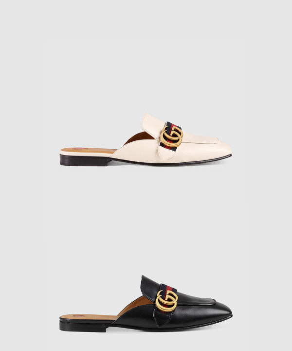 더블 G 디테일의 레더 슬리퍼 423694