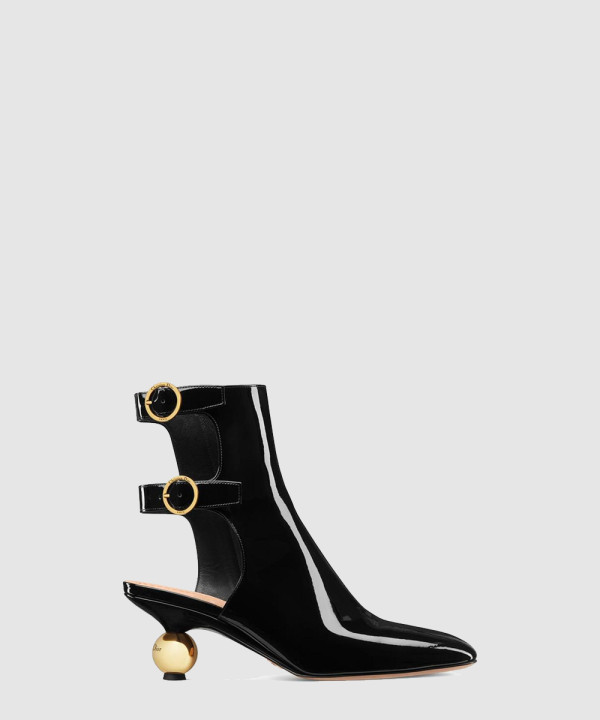 D-Idole 블랙 송아지 가죽 힐 부츠 KCT037