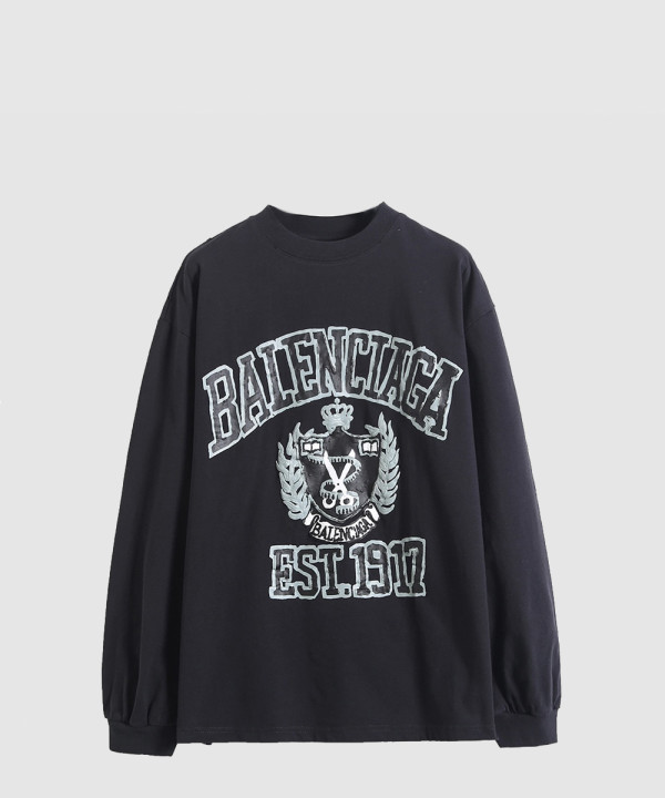 컬리지 로고 프린트 롱슬리브 티셔츠