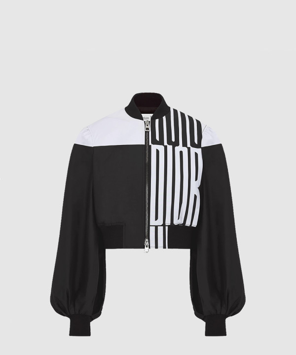 비숍 슬리브 크롭 봄버 재킷