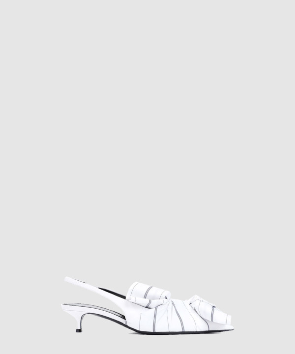 나이프 네이비 스트라이프 레더 슬링백 펌프스 786223