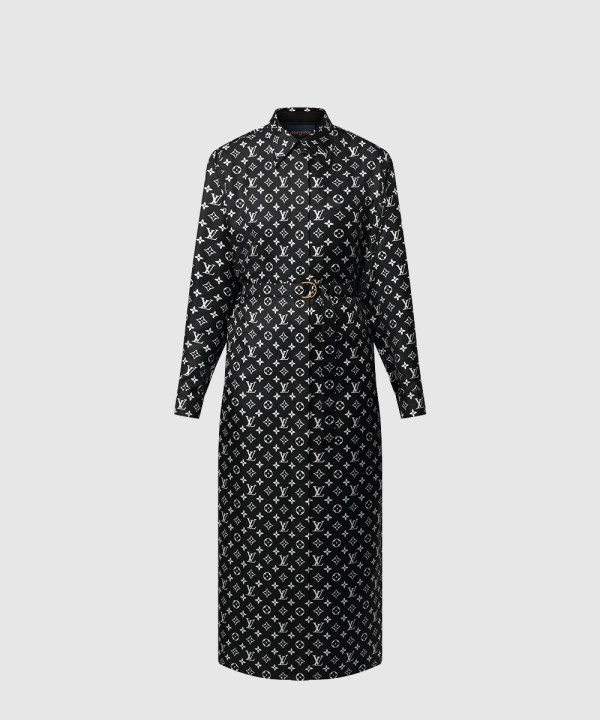 모노그램 실크 셔츠 드레스