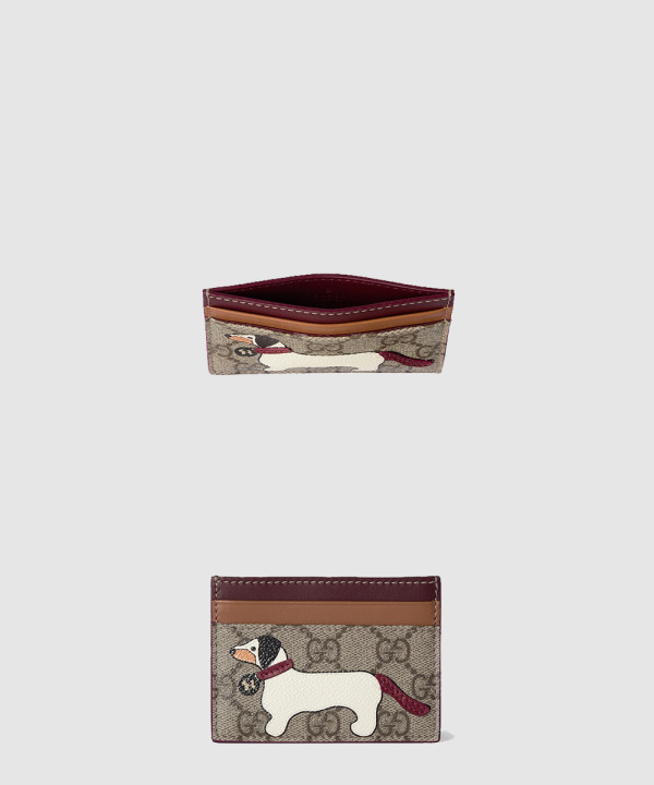판다 디테일의 바이컬러 GG 카드 케이스 818769