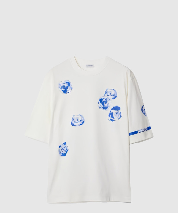 로즈 프린트 코튼 티셔츠