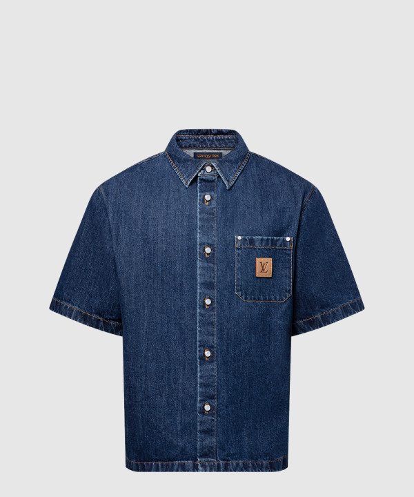 시그니처 데님 쇼트 슬리브드 셔츠