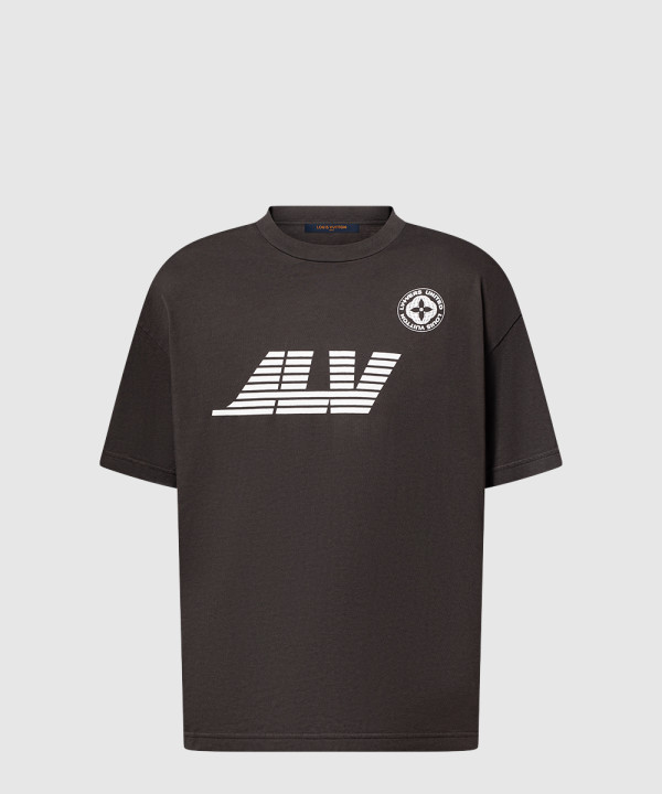 워시드 프린티드 코튼 티셔츠