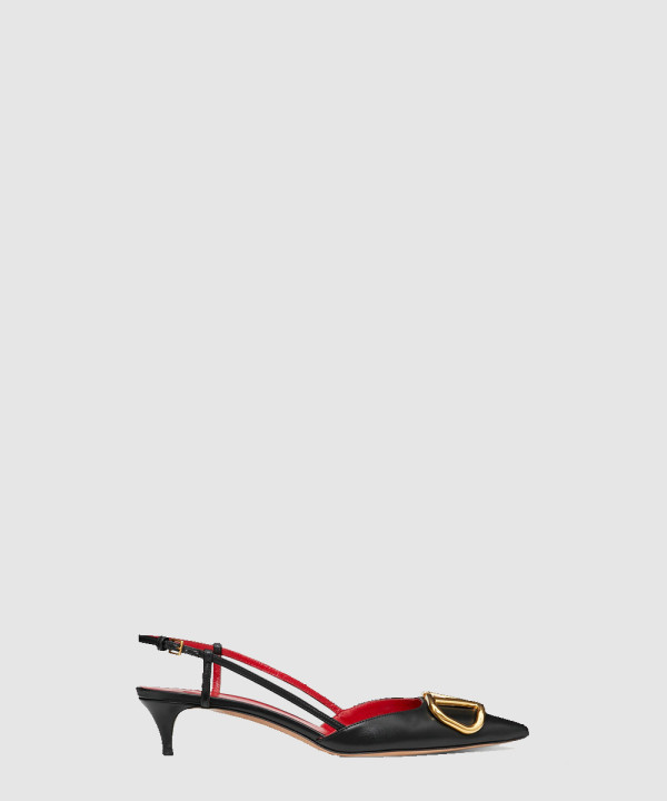 브이로고 시그니처 송아지 가죽 슬링백 펌프스 5W2S0Q