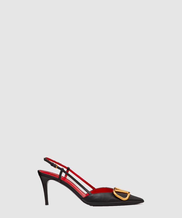 브이로고 시그니처 송아지 가죽 슬링백 펌프스 4W2S0R