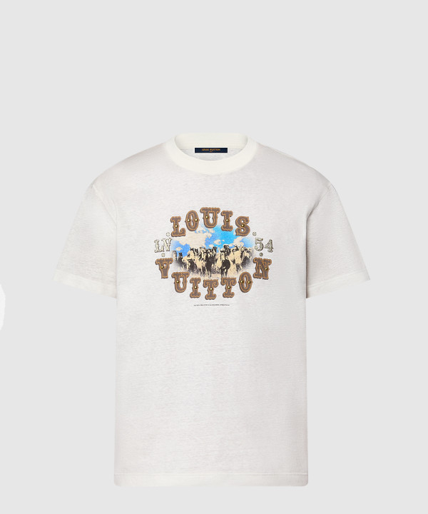 그래픽 코튼 앤드 리넨 블렌드 티셔츠