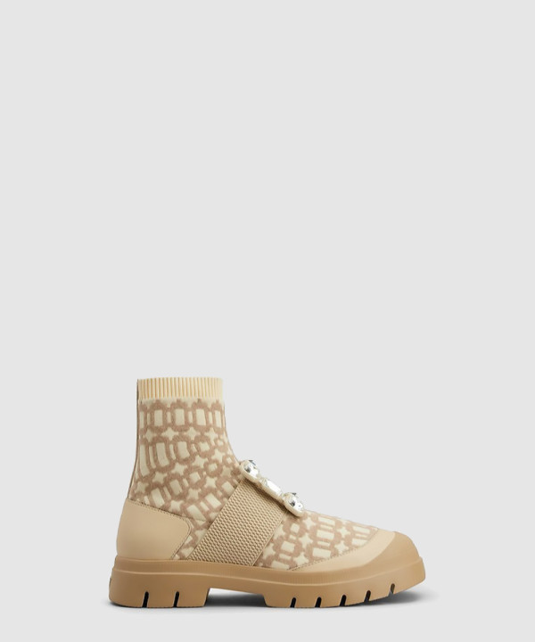 워키비브 다이아몬드 버클 텍스타일 앵클 부츠 6283