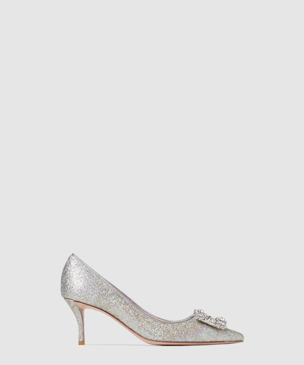 플라워 스트라스 펌프스 힐 4142