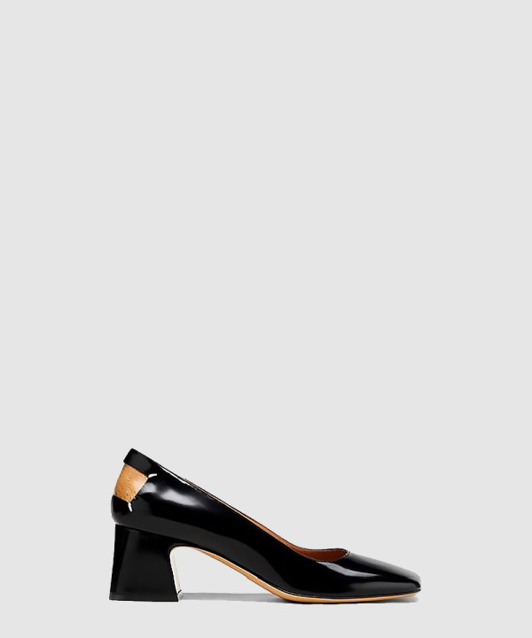 Four Stitches Décortiqué 백 스티치 레더 스퀘어토 펌프스 T8013