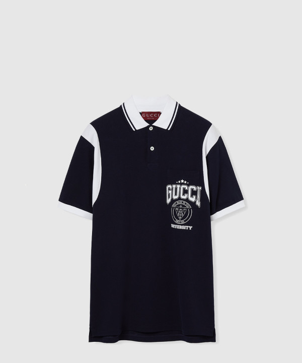 코튼 피케 프린트 폴로 셔츠