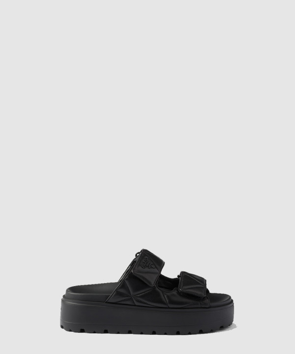 패딩 나파 가죽 슬라이더 샌들 1XZ775