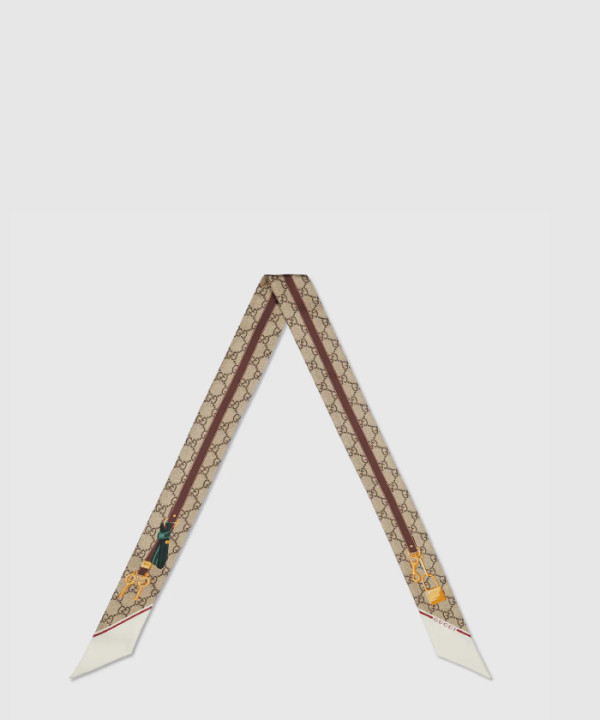 프린트 실크 트윌 넥 보우 784959