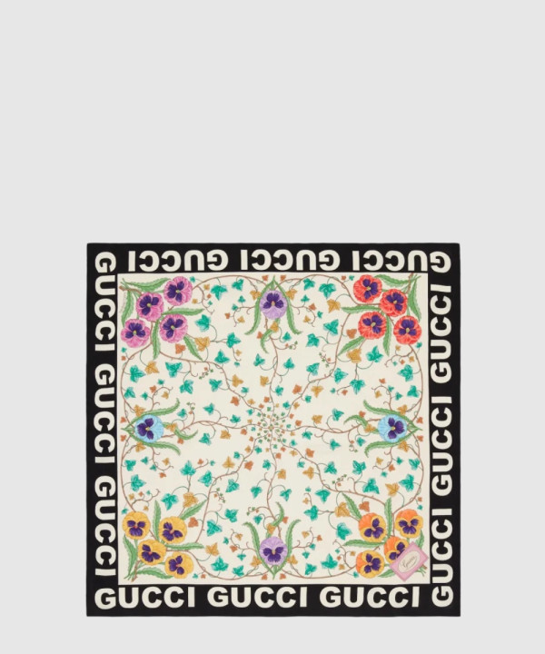 플라워 프린트 실크 스카프 743876