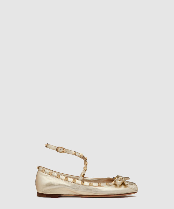 락스터드 라미네이트 나파 가죽 발레리나 4W2S0H