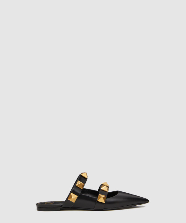 로만 스터드 송아지 가죽 플랫 뮬 VW2S0B