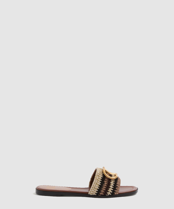 브이로고 시그니처 크로셰 자수 슬라이드 샌들 6W2S0B