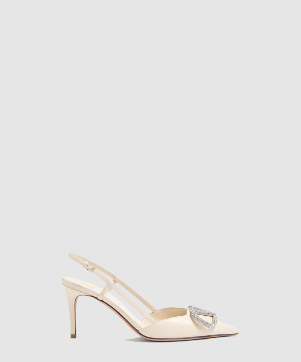 송아지 가죽 브이로고 시그니처 슬링백 펌프스 3W2S0R