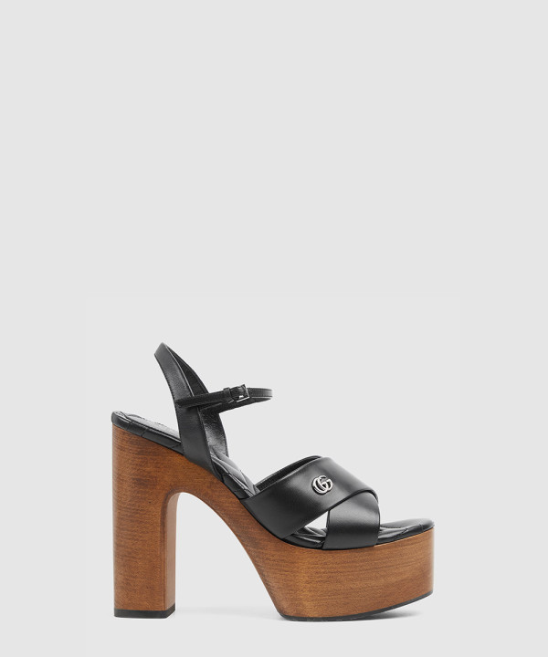 더블 G 레더 플랫폼 샌들 835313