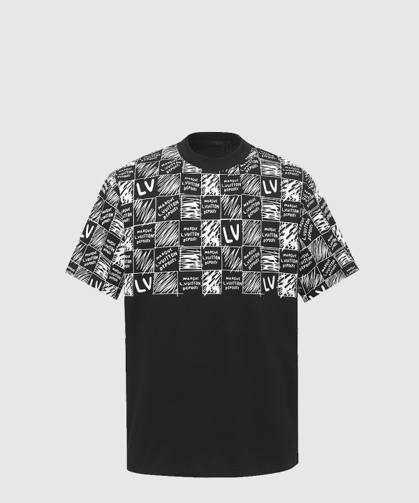 드로잉 하프 체크 반팔티